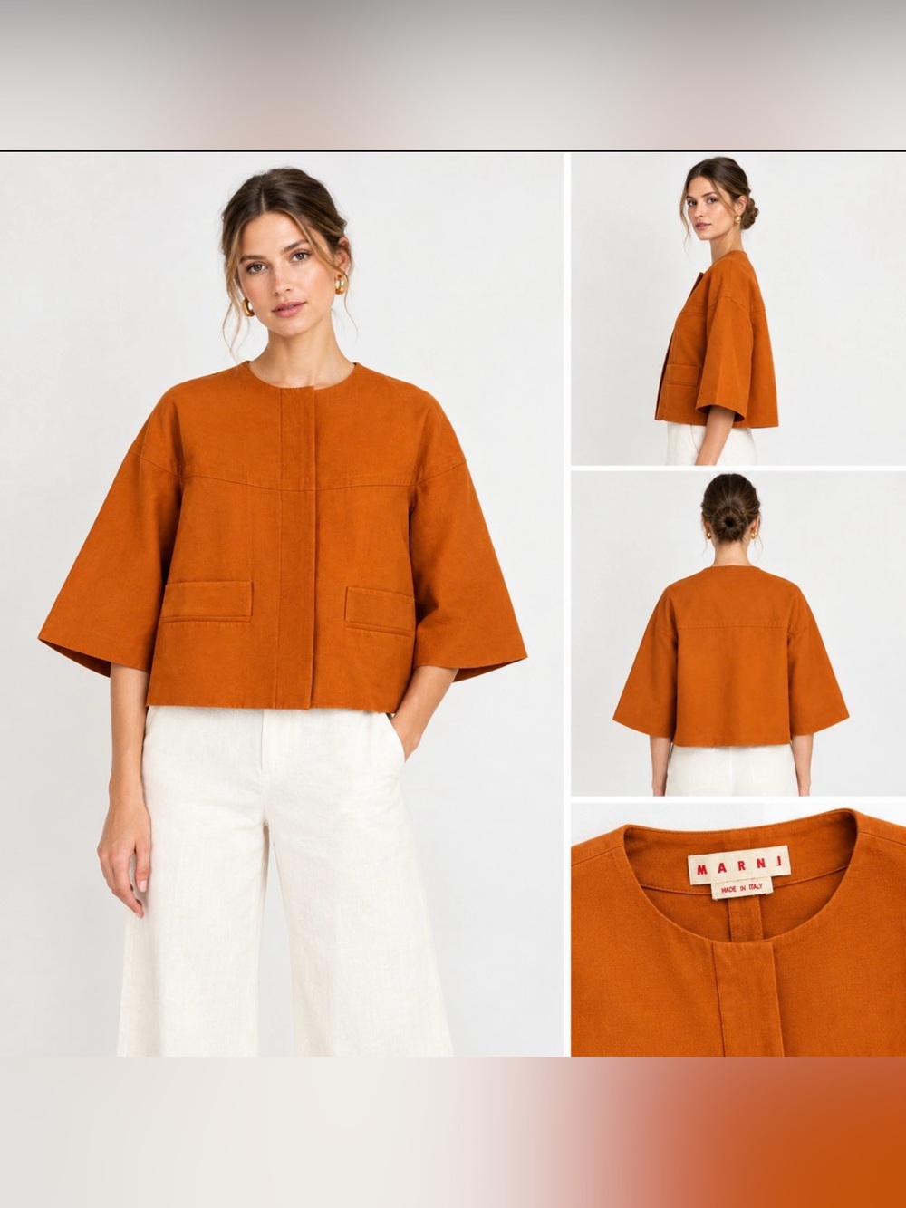 Preloved MARNI Rust Orange Cropped Boxy Corton Jacket Size 6 (US) / 42 (IT)